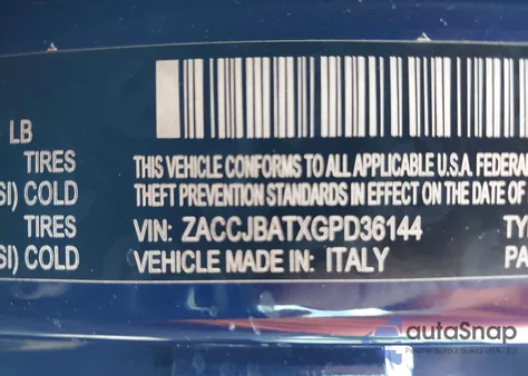 2016 Jeep Renegade Sport from USA, damaged, VIN ZACCJBATXGPD36144